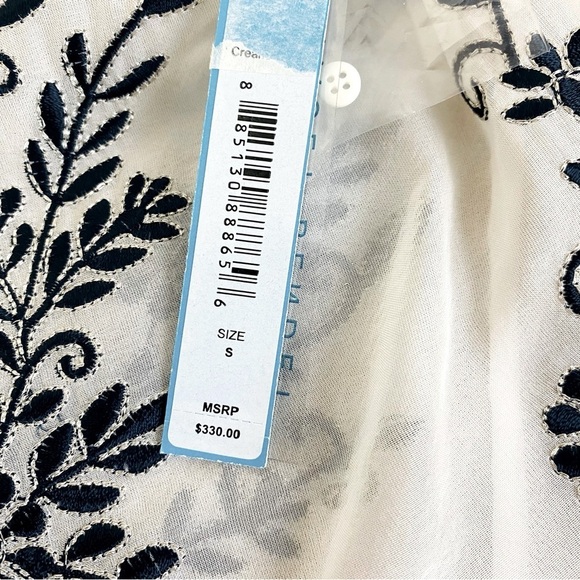 Alice + Olivia Blue/White Preston Embroidered Long Sleeve Peasant Top Size S - Picture 8 of 9